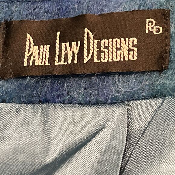 Paul Levy Vintage Blue Purple Green Plaid Striped Mohair Wool Coat Long 44” Bust - Picture 13 of 14